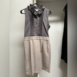 Elegant Polka Dot and Beige Dress